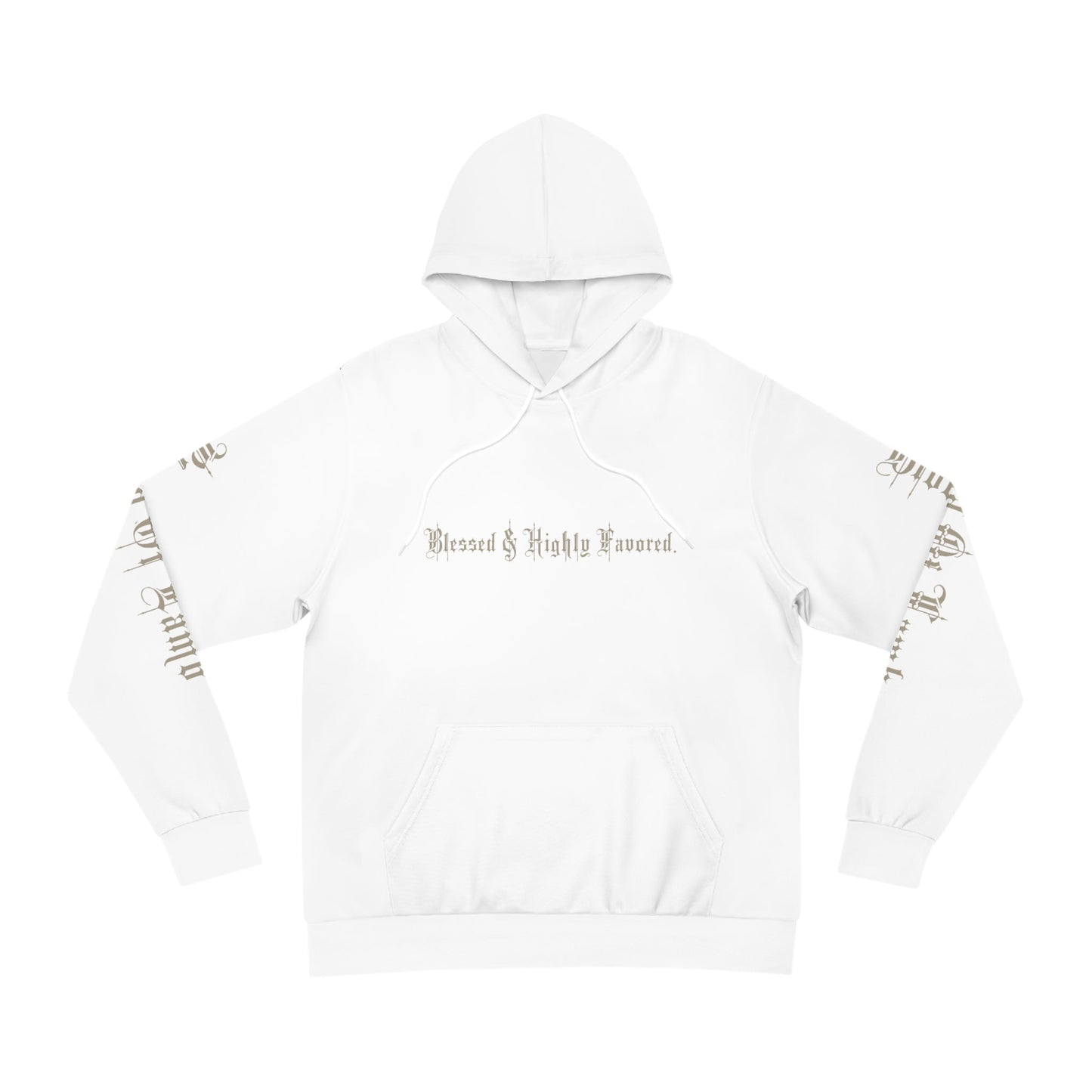 Blessed and Highly Favored + John #:16 Back  Hoodie - Sand Font