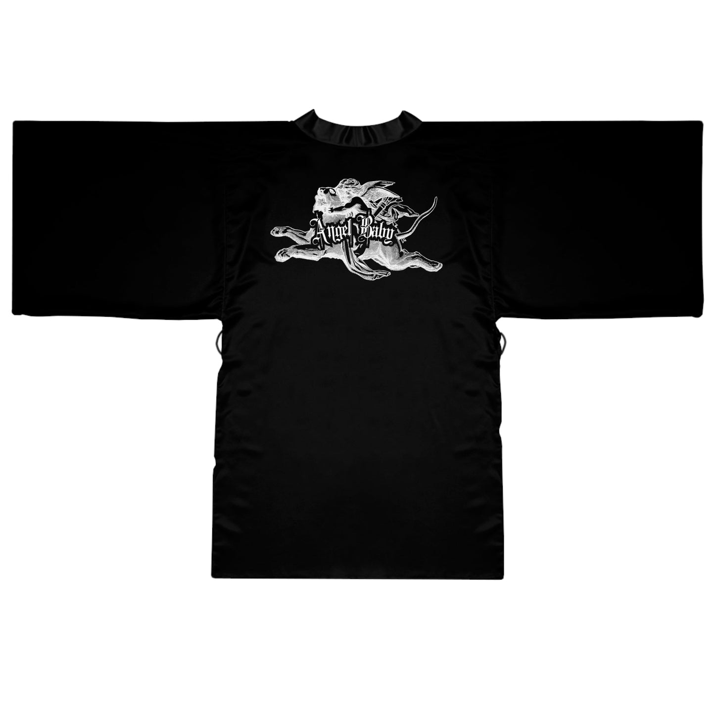 Angel Baby Long Sleeve Kimono Robe - Black