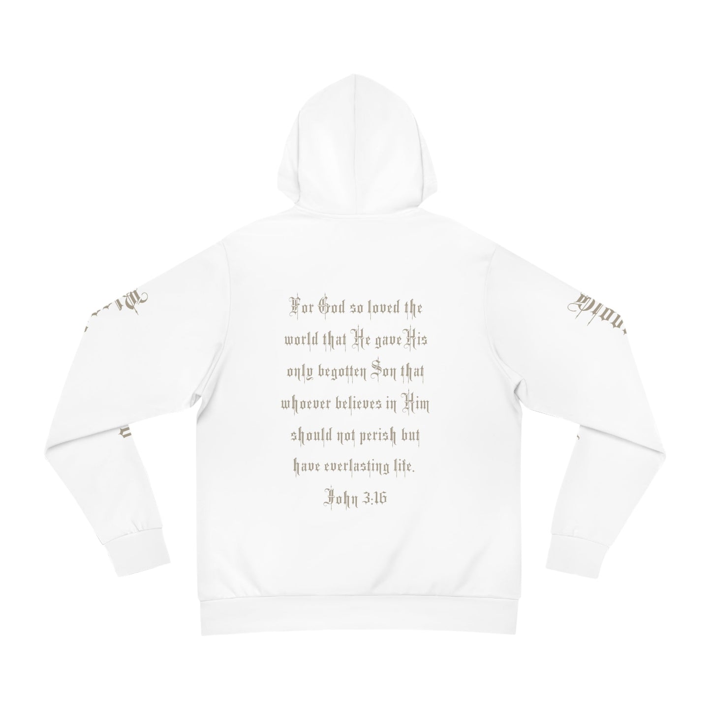 Blessed and Highly Favored + John #:16 Back  Hoodie - Sand Font